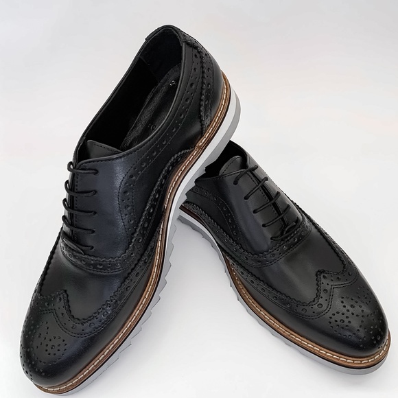 Black Wingtip Oxford Leather Dress Shoe